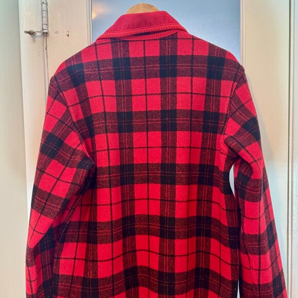 🧥 Vintage Reversible 100% Wool Plaid Jacket | Red Buffalo Check / Solid Red | M - Picture 2 of 5